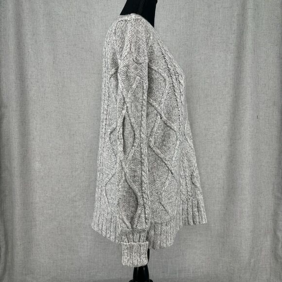 Brown Allan Knit Sweater Grey Wool Cashmere Blend Oversized Cabincore Cozy XS - Picture 4 of 10